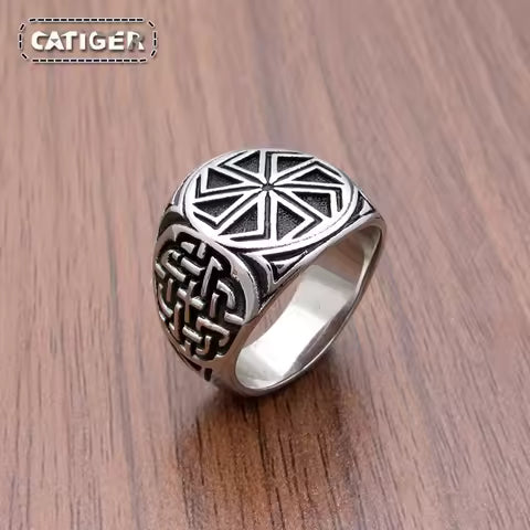 Bague Viking Amulette Roue Slave en Acier Inoxydable 316L - Style Scandinave Runique