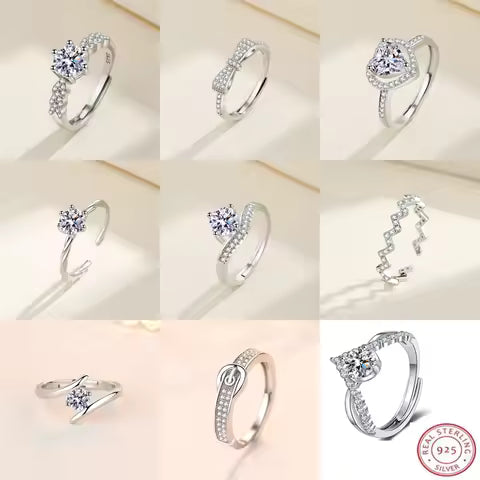 Bague Argent 925 Cœur Ajustable pour Femme - Bijou Cadeau Mariage & Fiançailles