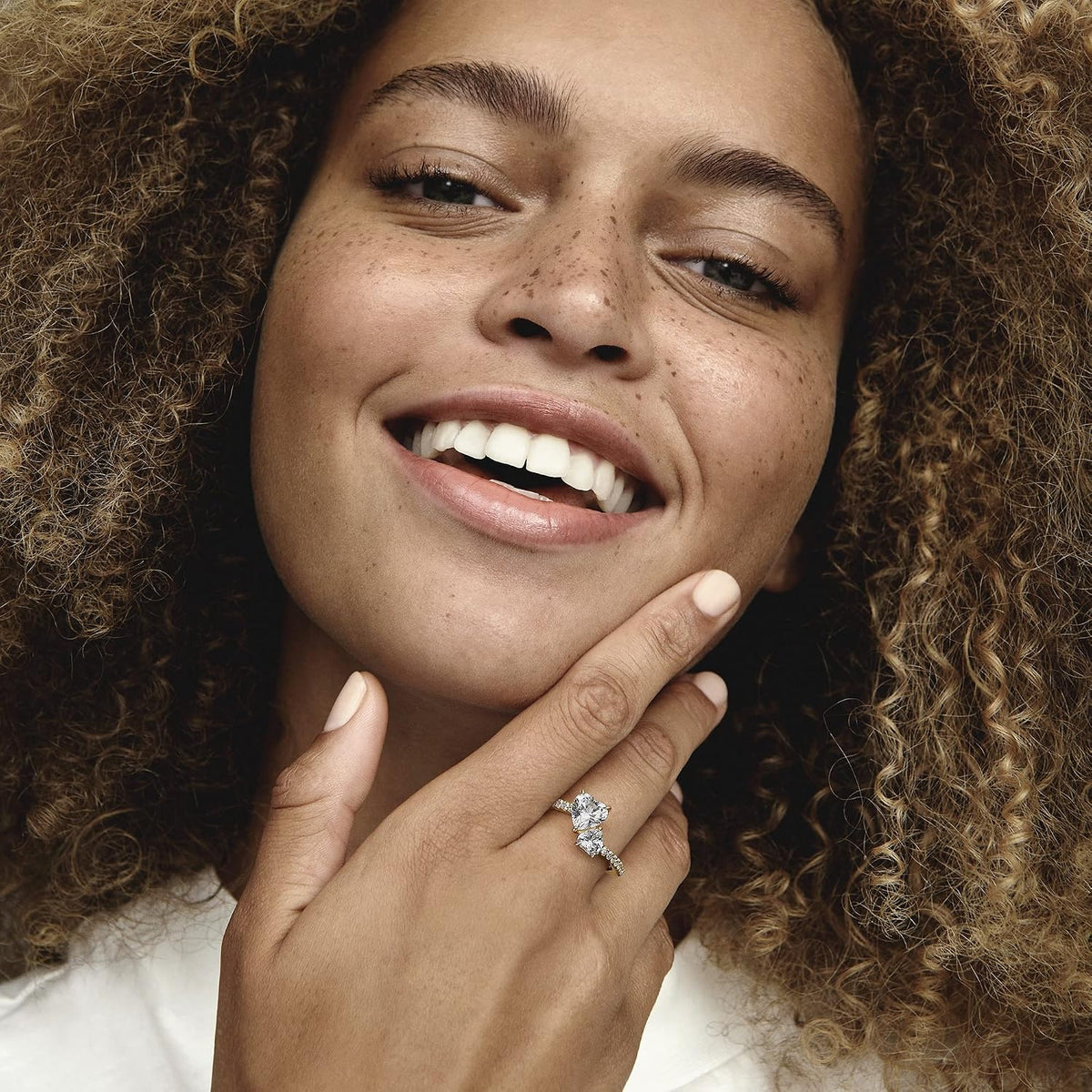 Sparkle in Style with the Pandora Double Heart Shimmering Ring for Women in Gold - Model 161198C01