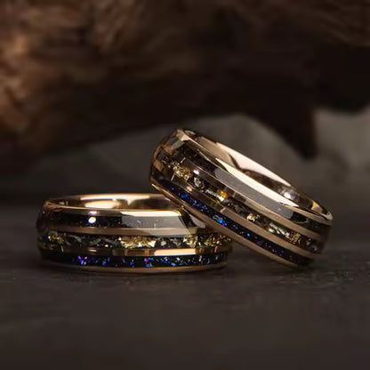 Bague Homme Tungstène 8mm Effet Météorite - Alliance Mariage & Fiançailles