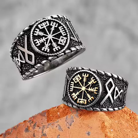 Bague Viking Odin en Acier Inoxydable pour Homme - Style Norse Punk Motard