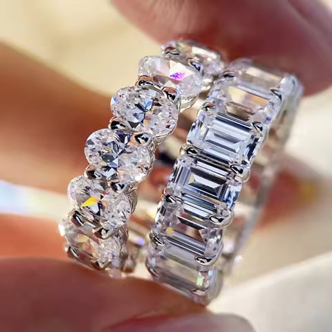 Bague de fiançailles rectangulaire en moissanite pour femme - Simulation diamant tendance