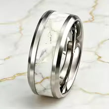 Bague Luxe Marbre Bleu Royal Doré Acier Inoxydable - Bijou Stylisé