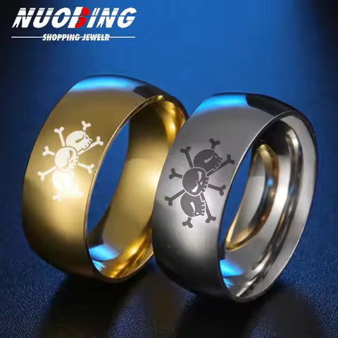 Bague Acier Inoxydable Homme Style Punk Hip-Hop Skull Unisexe