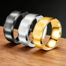 Bague Simple en Acier Inoxydable pour Homme - Largeur 8mm, Plusieurs Couleurs et Tailles