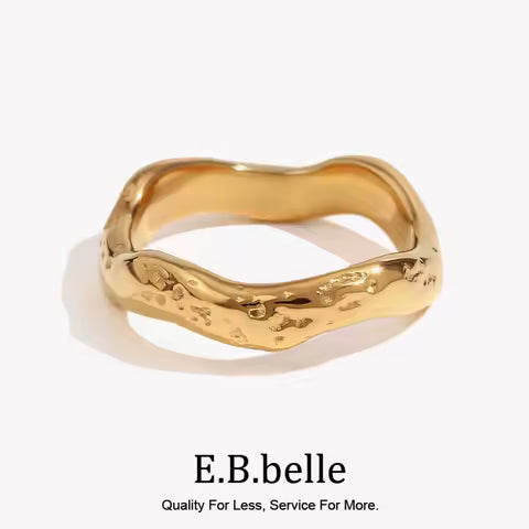 Bague Ondulée Plaqué Or 18 Carats - Acier Inoxydable 316L, Étanche & Anti-ternissement