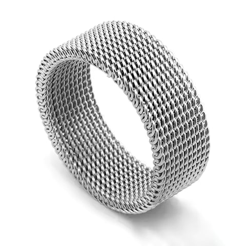 Bague Maille Acier Inoxydable - Design Moderne pour Homme & Femme (4mm/8mm)