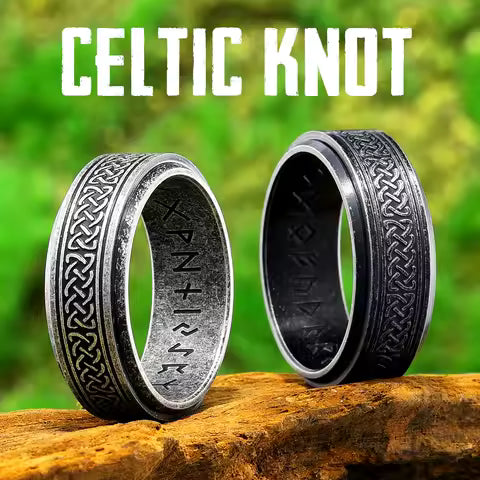 Bague Viking Celtique Vintage en Acier Inoxydable pour Homme et Femme