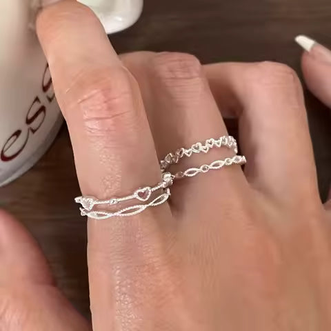 Bague Cœur Creux en Argent Sterling 925 - Bijou Fin pour Femme