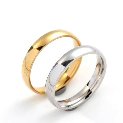Bague de couple classique en acier inoxydable 4mm - Bijou unisexe pour homme et femme