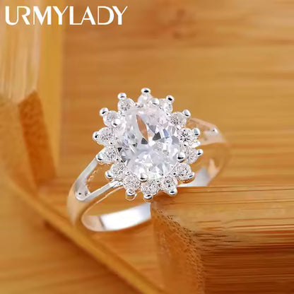 Bague Fleur Cristal Argent 925 pour Femme - Cadeau Mariage & Fête