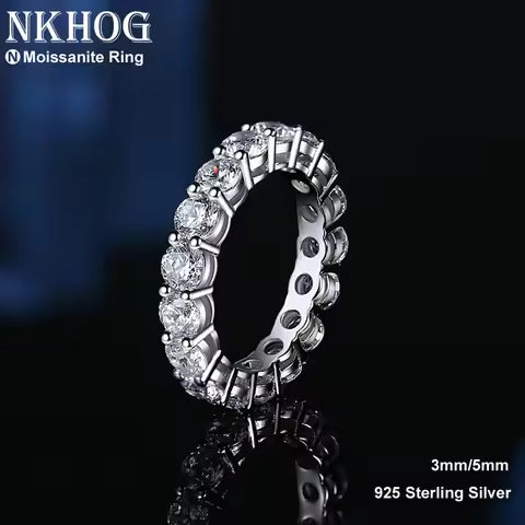 Bague en Moissanite Véritable Argent Sterling S925 pour Femme - Bijou Fin Plaqué Pt950