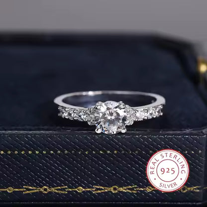 Bague Classique Plaqué Argent 925 pour Femme avec Zircon Brillant - Bijou Tendance