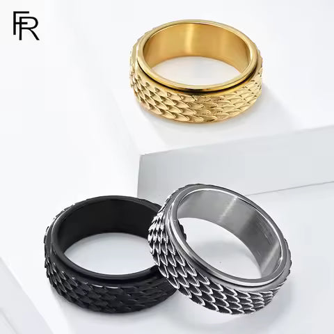 Bague Rétro Acier Titane Dragon Rotatif - Style Vintage Ange