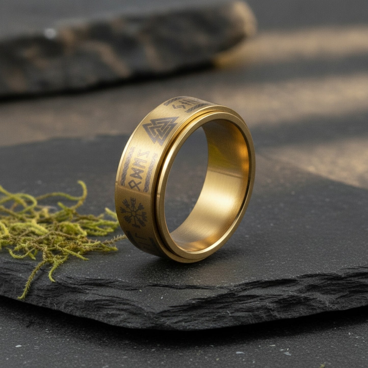 Bague d'Anxiété Viking en Acier Inoxydable pour Homme - Amulette Odin Rune