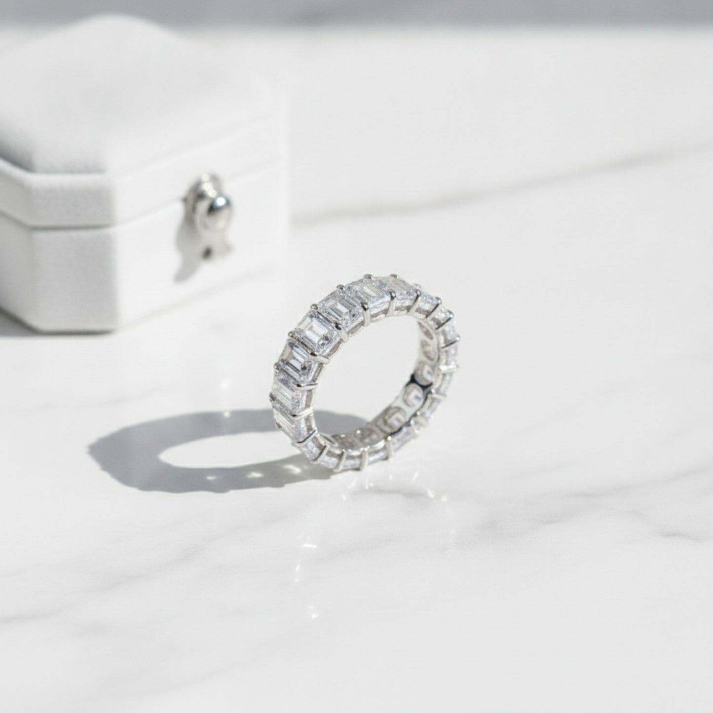 Bague de fiançailles rectangulaire en moissanite pour femme - Simulation diamant tendance
