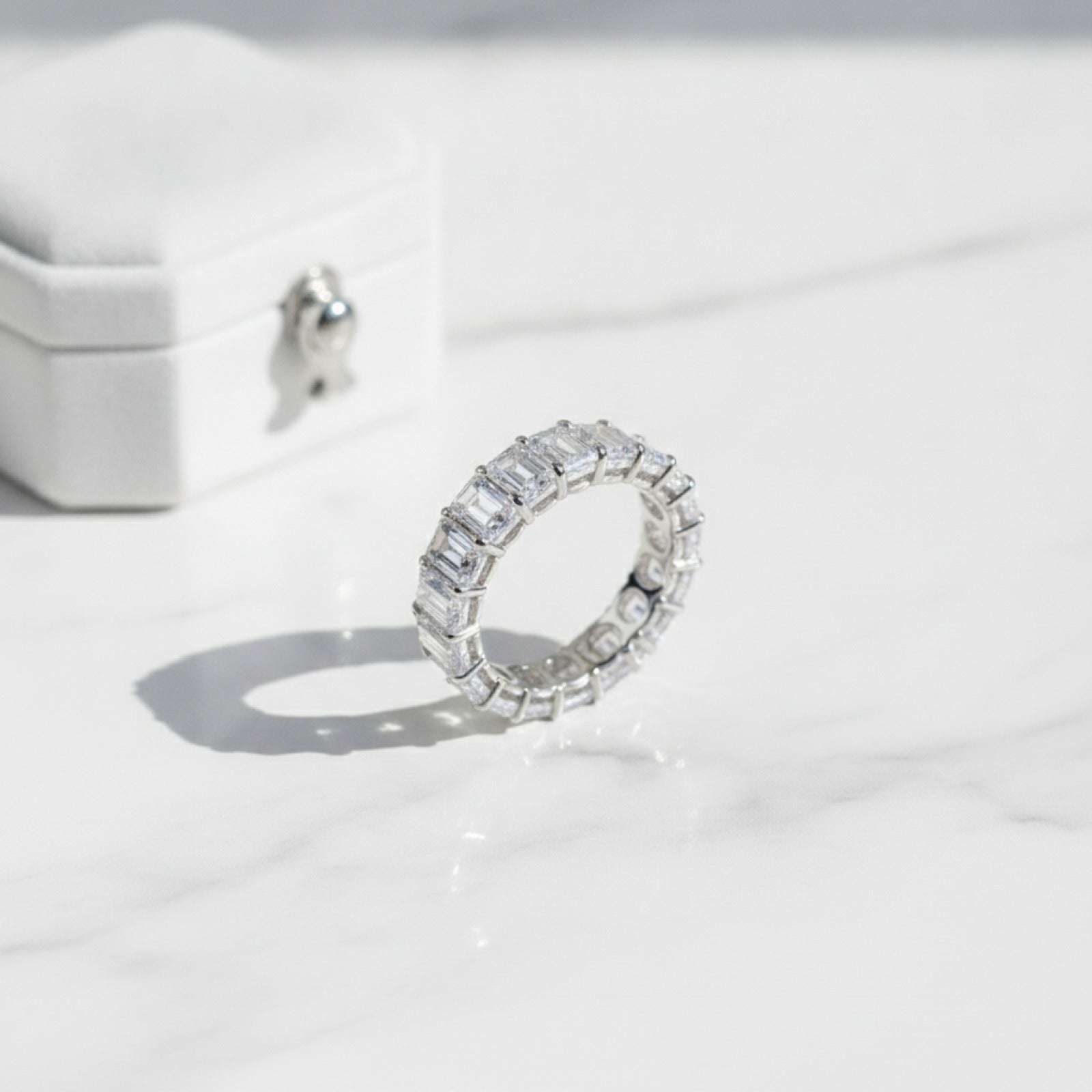 Bague de fiançailles rectangulaire en moissanite pour femme - Simulation diamant tendance