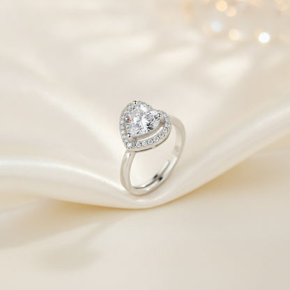 Bague Argent 925 Cœur Ajustable pour Femme - Bijou Cadeau Mariage & Fiançailles