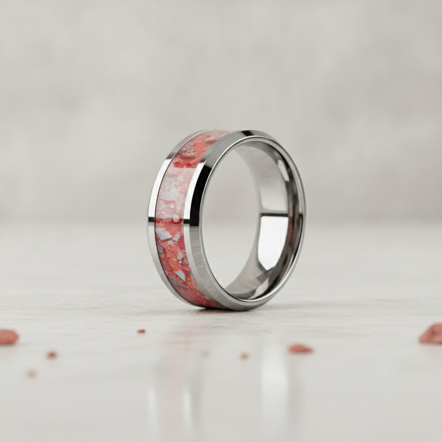 Bague Acier Inoxydable 8mm : Alliance Mariage Pierre Rouge & Blanche - Confort & Style