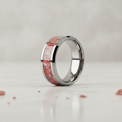 Bague Acier Inoxydable 8mm : Alliance Mariage Pierre Rouge & Blanche - Confort & Style