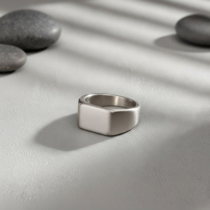Bague Unisexe Rectangulaire en Acier Titane - Style Minimaliste et Tendance
