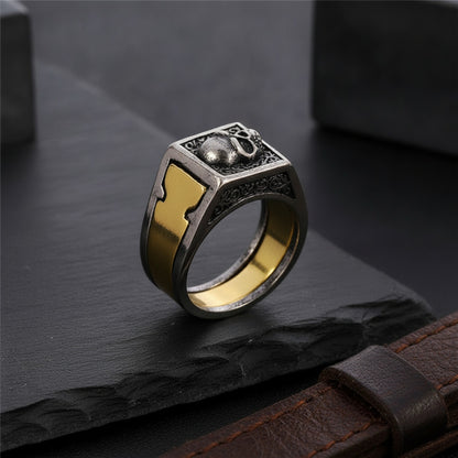 Bague Gothique Vintage Crâne Lion avec Compartiment Secret - Style Biker Punk pour Hommes et Femmes
