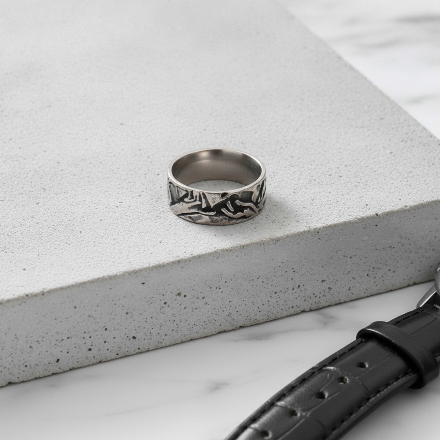 Bague Vintage Réglable pour Homme - Style Rétro, Cuivre Gris, 10mm Large