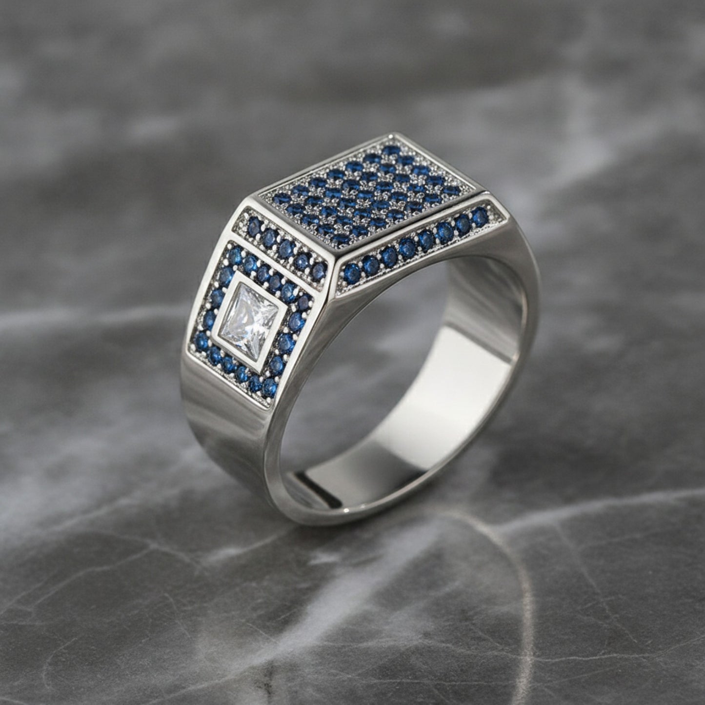 Bague Cœur Large Argentée pour Couple - Bijou Zircon Blanc pour Fiançailles & Mariage