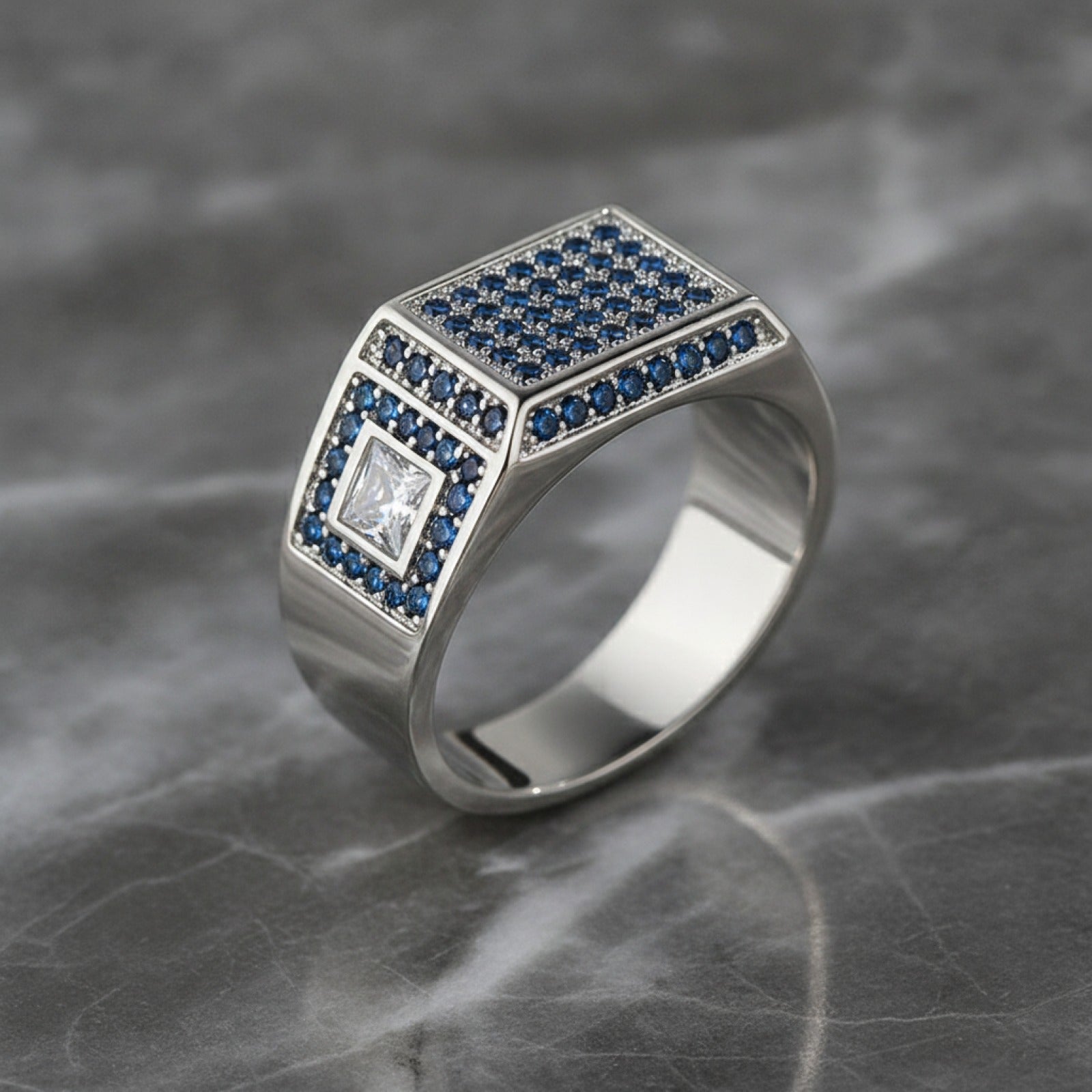 Bague Cœur Large Argentée pour Couple - Bijou Zircon Blanc pour Fiançailles & Mariage