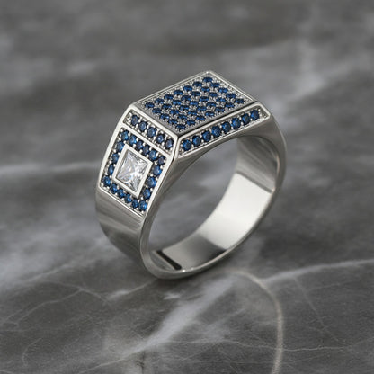 Bague Cœur Large Argentée pour Couple - Bijou Zircon Blanc pour Fiançailles & Mariage