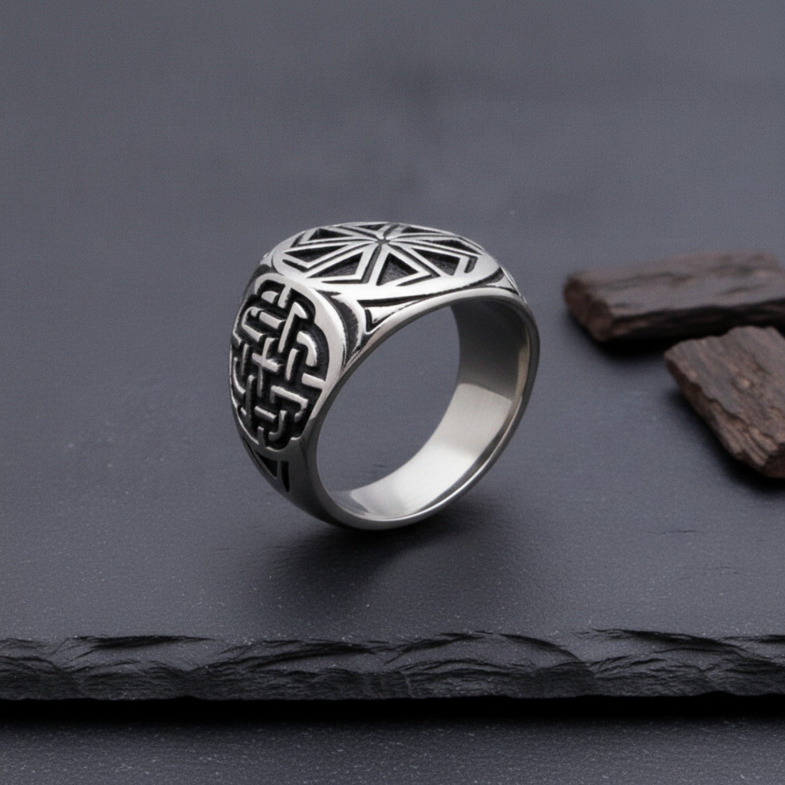 Bague Viking Amulette Roue Slave en Acier Inoxydable 316L - Style Scandinave Runique