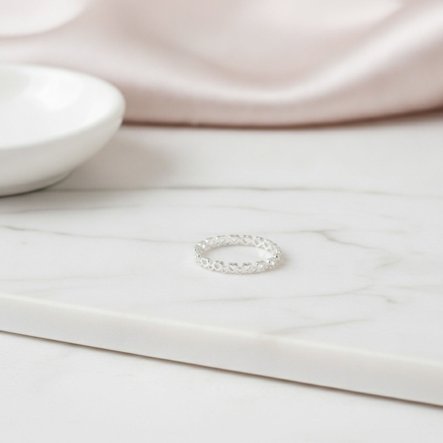 Bague Cœur Creux en Argent Sterling 925 - Bijou Fin pour Femme