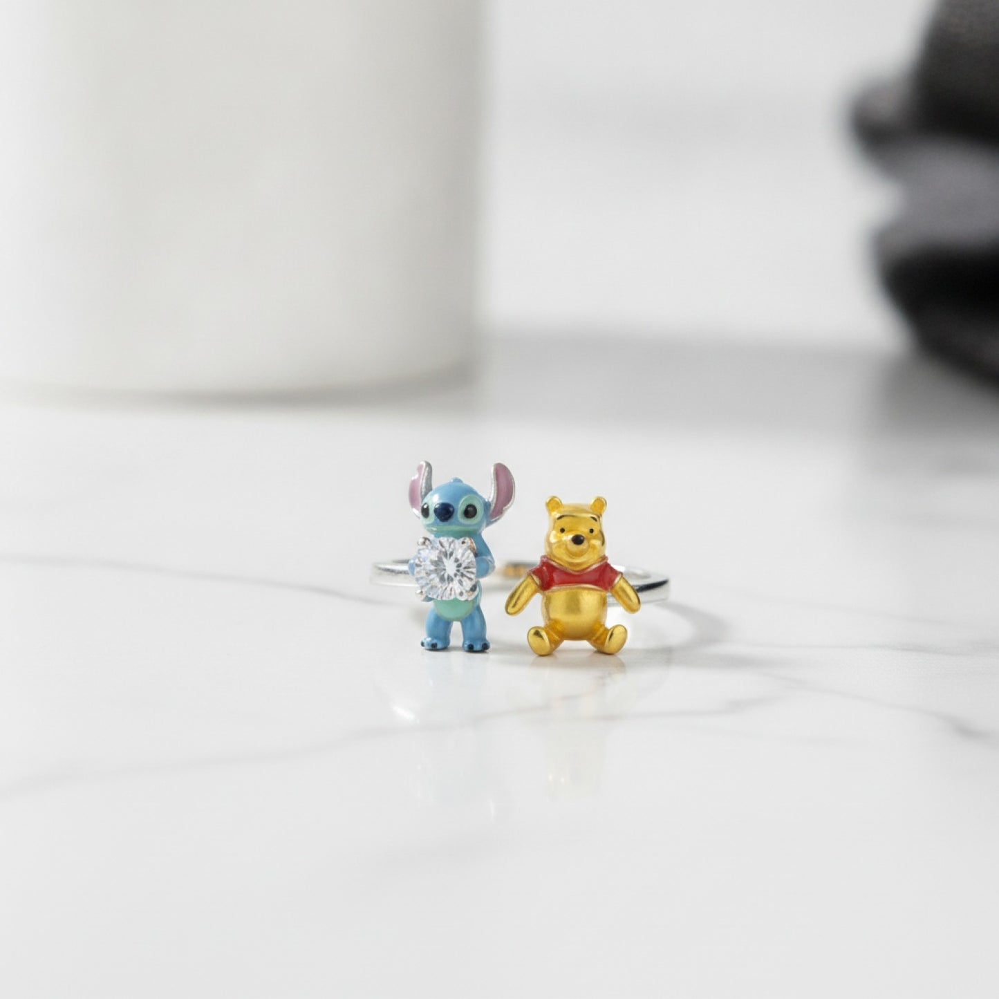Bague Argent 925 Ajustable Personnages Dessin Animé Mignons - Cadeau Femme