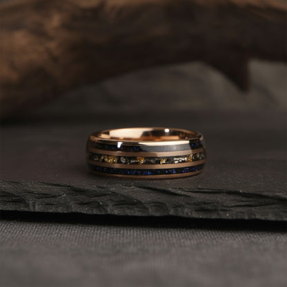 Bague Homme Tungstène 8mm Effet Météorite - Alliance Mariage & Fiançailles