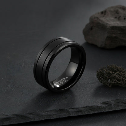 Bague Punk Vintage Acier Inoxydable Noir pour Homme - Style Tendance