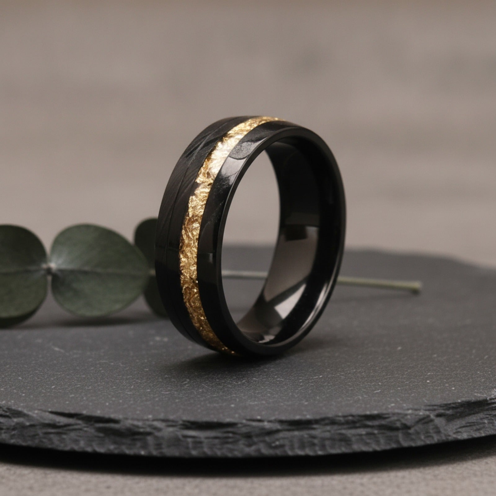 Bague Damas Noire 8mm pour Homme - Alliance de Mariage et Fiançailles