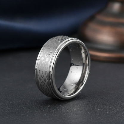 Bague Celtique Homme en Acier Inoxydable - Design Nœud Infini Viking