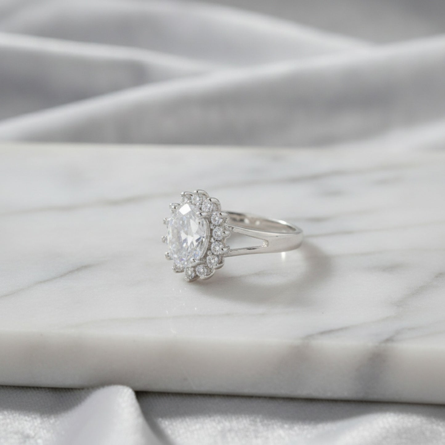 Bague Fleur Cristal Argent 925 pour Femme - Cadeau Mariage & Fête