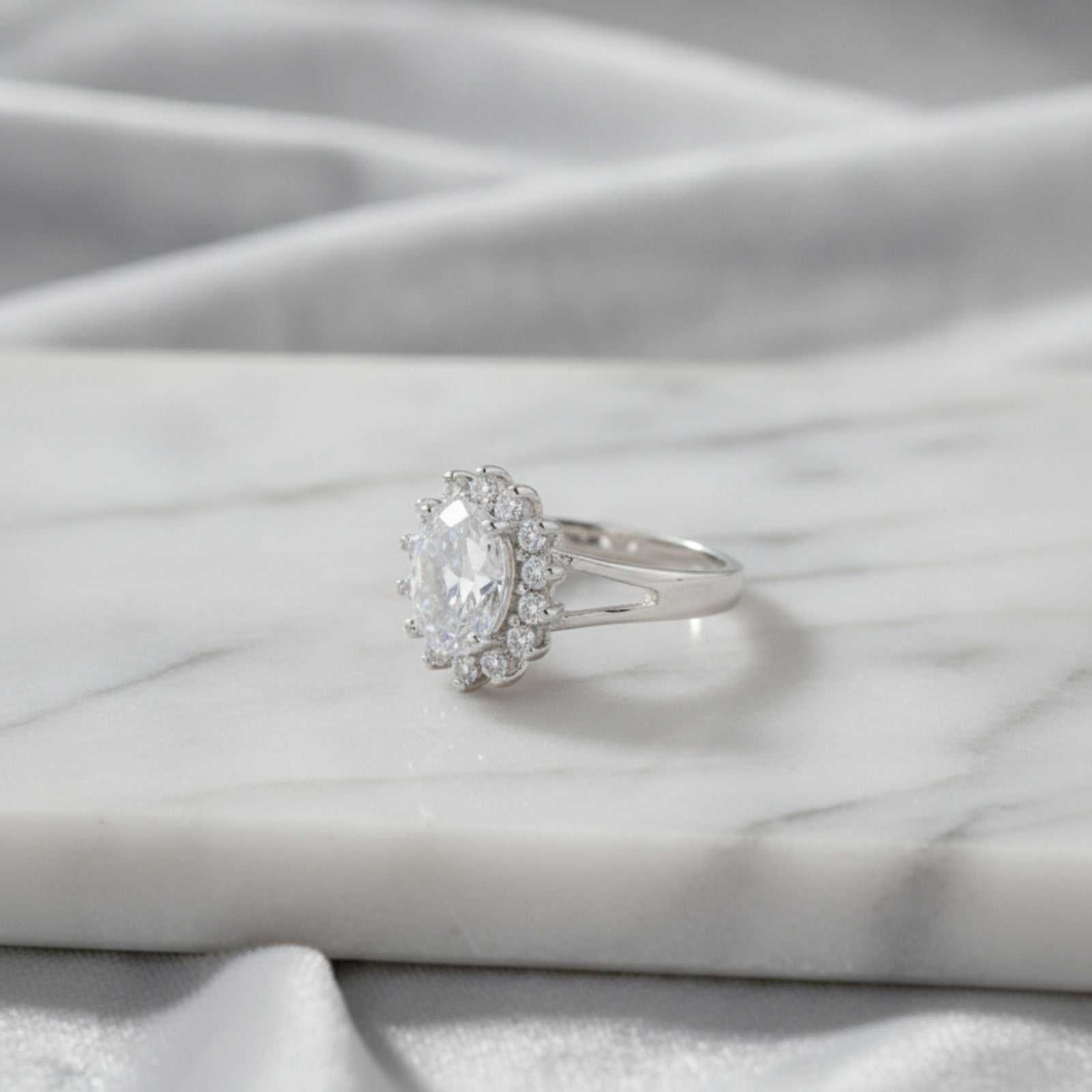 Bague Fleur Cristal Argent 925 pour Femme - Cadeau Mariage & Fête
