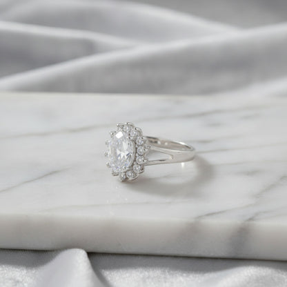 Bague Fleur Cristal Argent 925 pour Femme - Cadeau Mariage & Fête