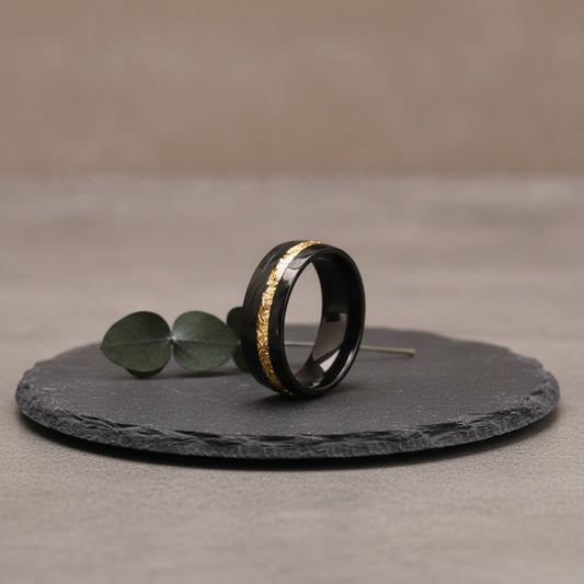 Bague Damas Noire 8mm pour Homme - Alliance de Mariage et Fiançailles