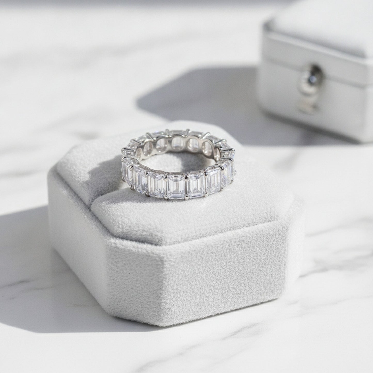 Bague de fiançailles rectangulaire en moissanite pour femme - Simulation diamant tendance