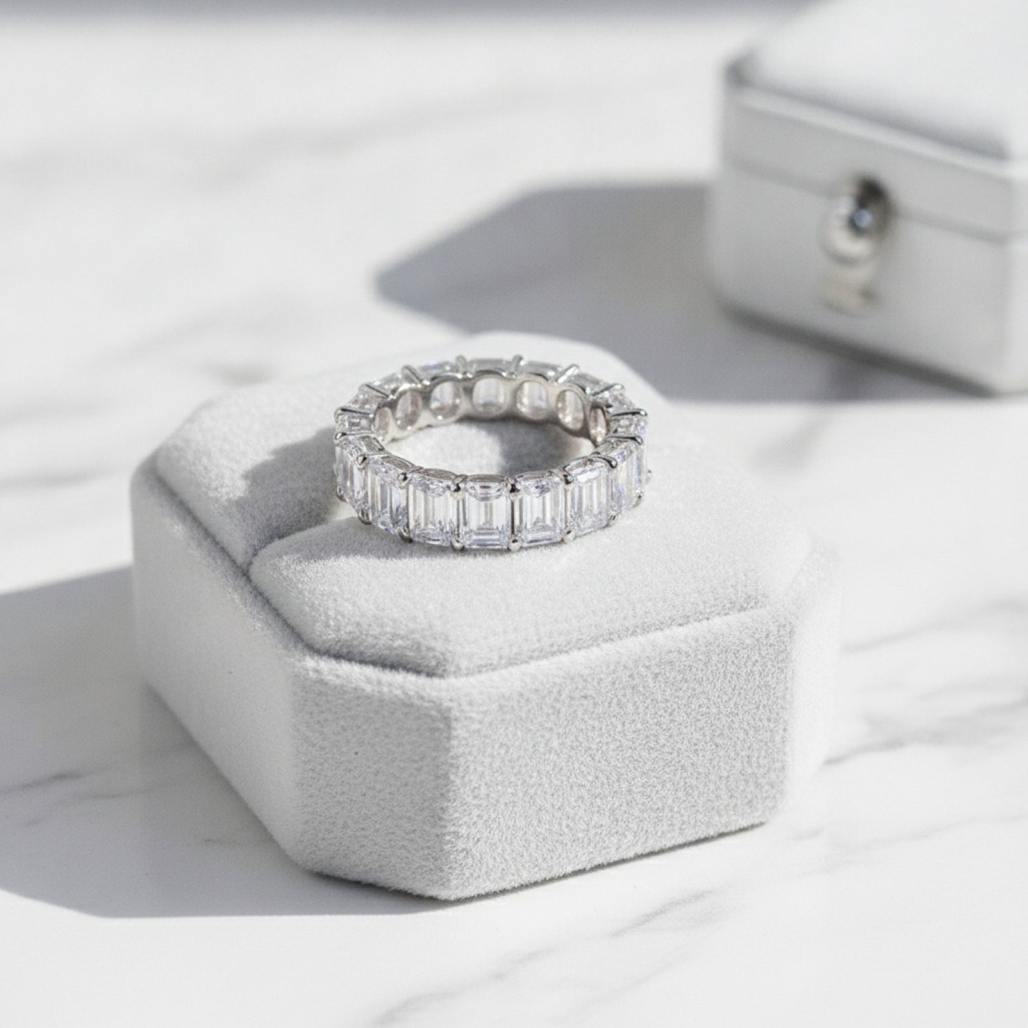 Bague de fiançailles rectangulaire en moissanite pour femme - Simulation diamant tendance