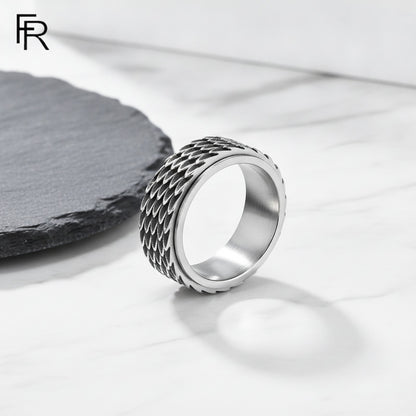 Bague Rétro Acier Titane Dragon Rotatif - Style Vintage Ange