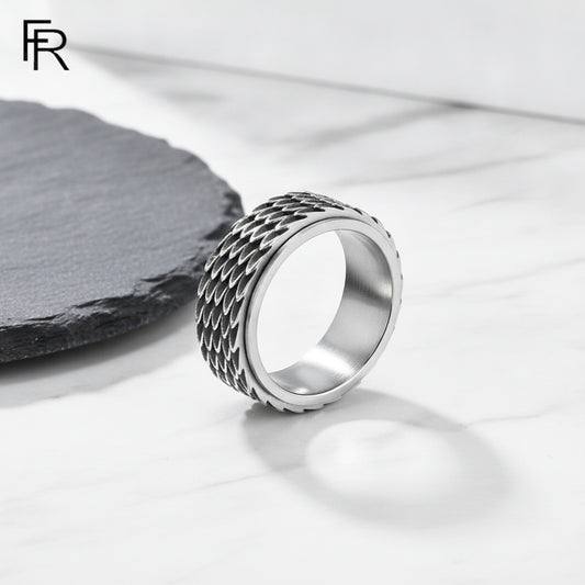 Bague Rétro Acier Titane Dragon Rotatif - Style Vintage Ange