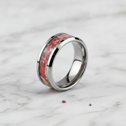 Bague Acier Inoxydable 8mm : Alliance Mariage Pierre Rouge & Blanche - Confort & Style
