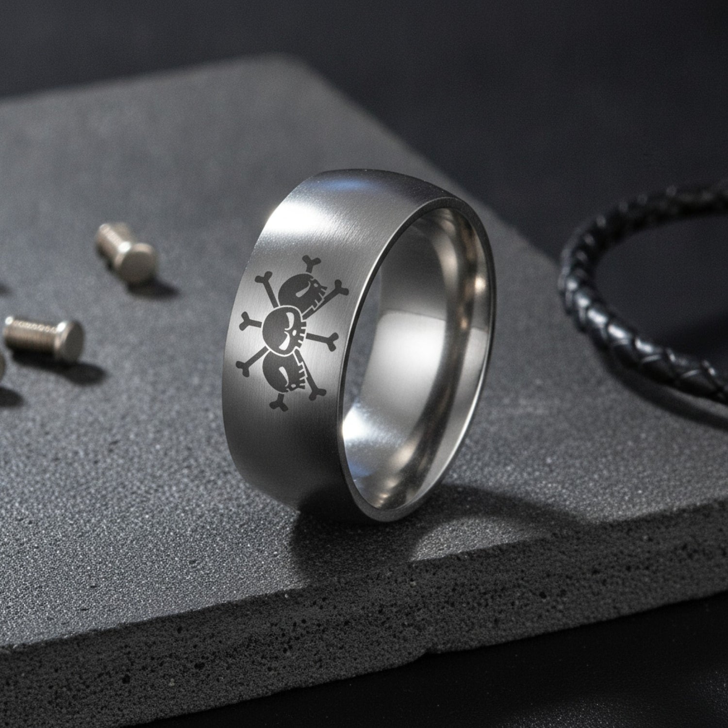 Bague Acier Inoxydable Homme Style Punk Hip-Hop Skull Unisexe