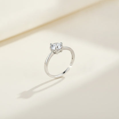 Bague Argent 925 Cœur Ajustable pour Femme - Bijou Cadeau Mariage & Fiançailles
