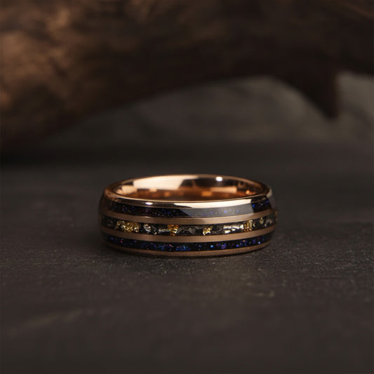 Bague Homme Tungstène 8mm Effet Météorite - Alliance Mariage & Fiançailles