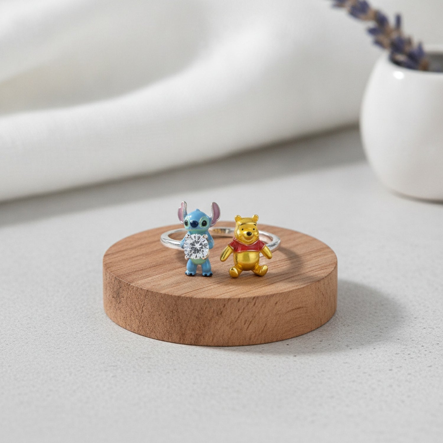 Bague Argent 925 Ajustable Personnages Dessin Animé Mignons - Cadeau Femme
